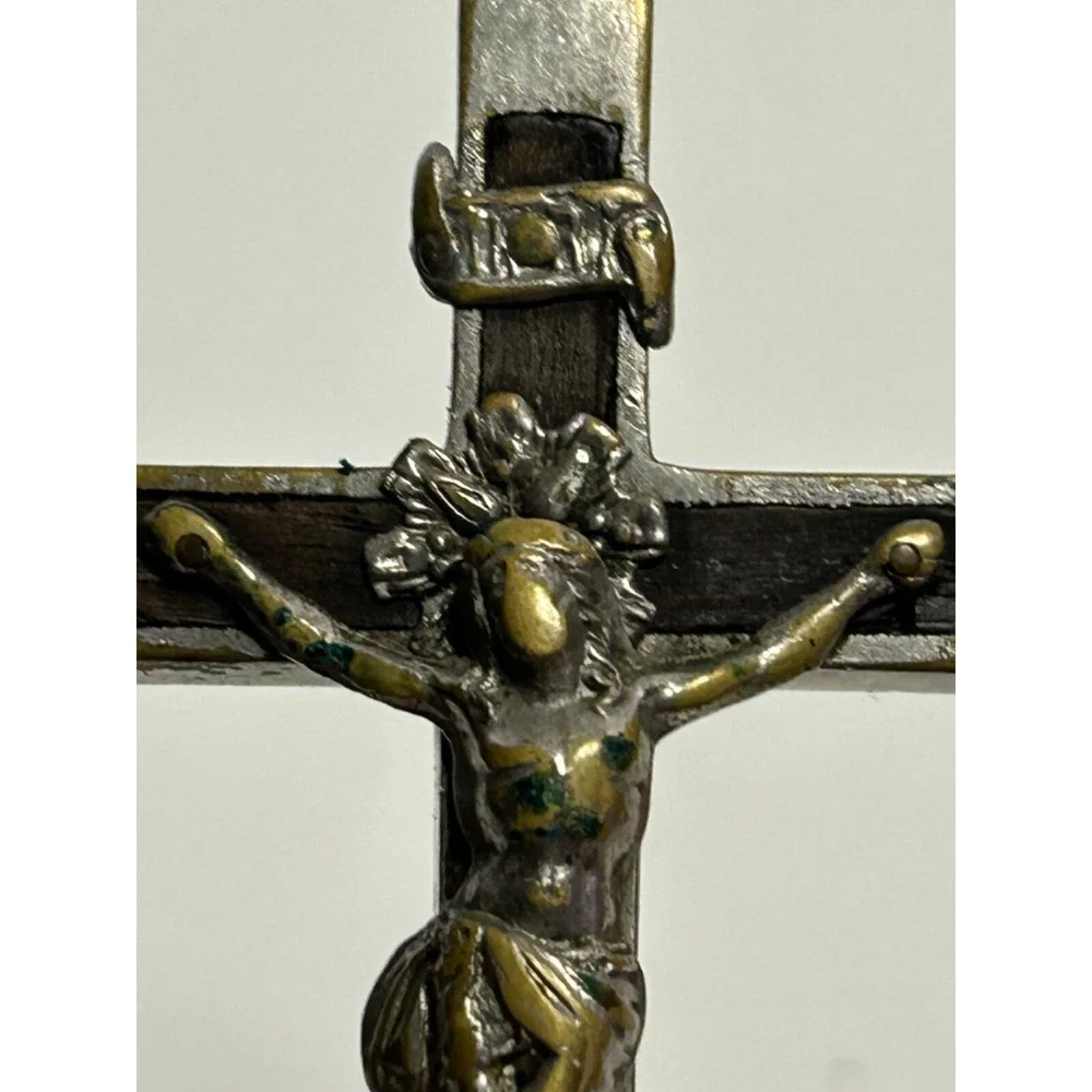Antique Nuns Habit Pectoral CRUCIFIX W/‎ SKULL & CROSSBONES Cross 4
